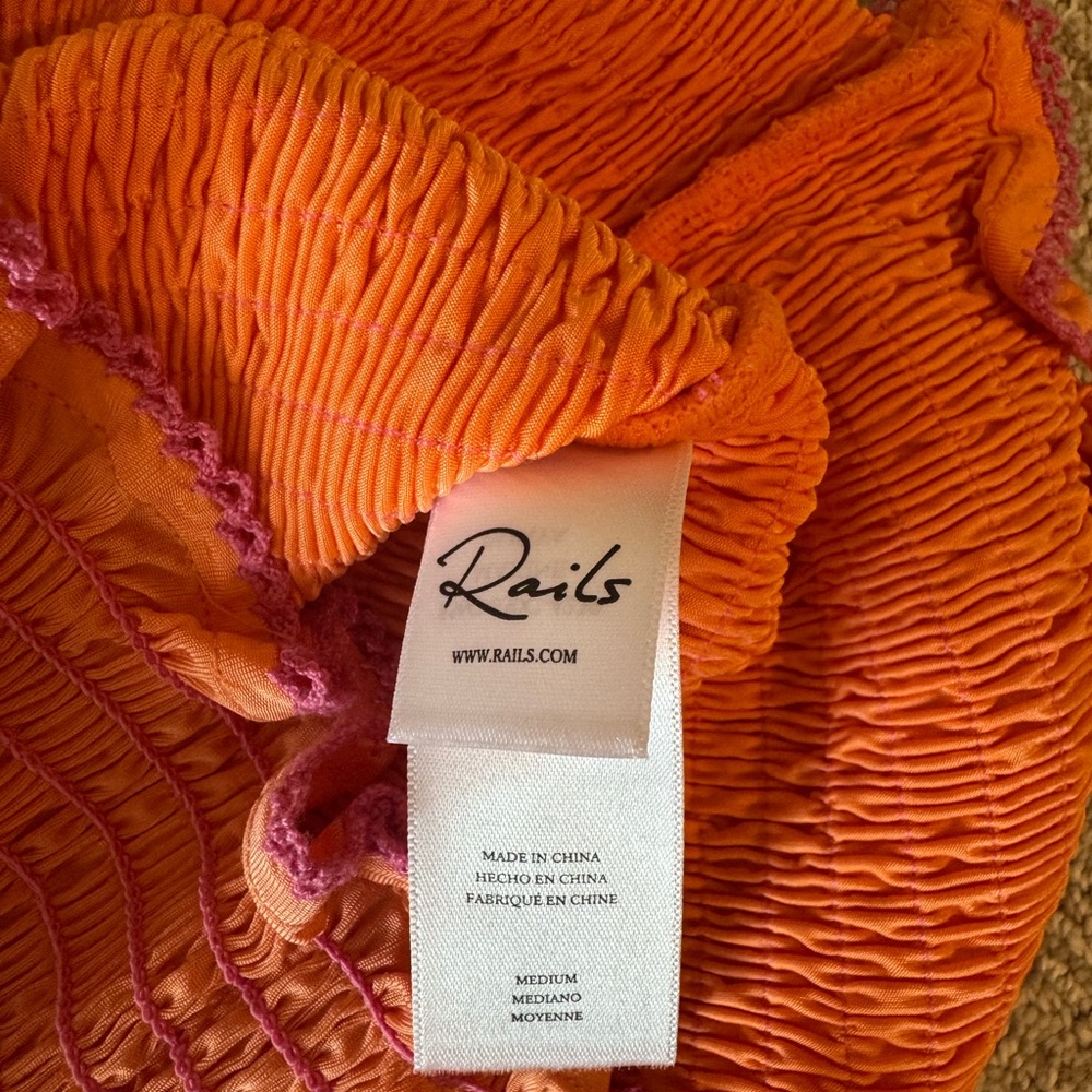 Rails Orange with Pink Trim Smocked Tank Top - Picture 5 of 6
